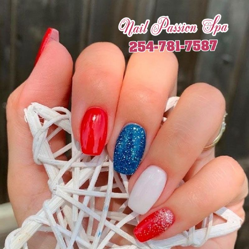 Red white and deals blue nails simple