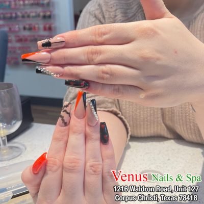Orange nail design Venus Nails and Spa | Corpus Christi, TX 78418