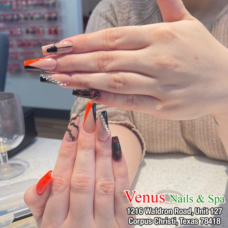 Orange nail design Venus Nails and Spa | Corpus Christi, TX 78418