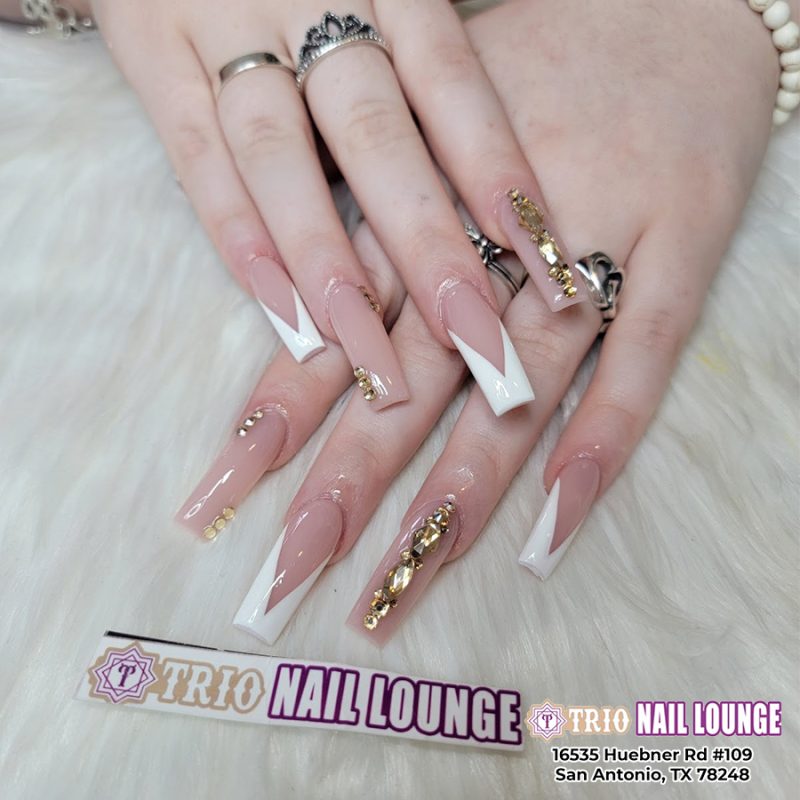 Pink and white nails |Trio Nail Lounge | San Antonio, TX 78248